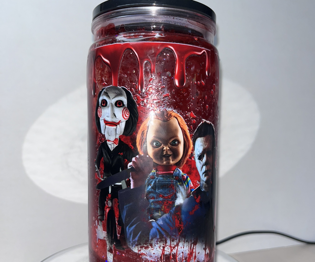 Gobelet effet boule à paillettes sang