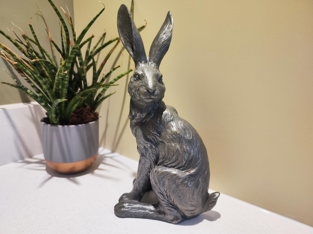 Textured Silver Coloured Hare Ornament 
