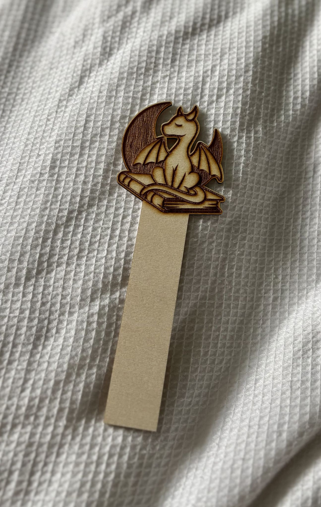 Dragon on a Book Wooden Bookmark | Perfect for fantasy readers