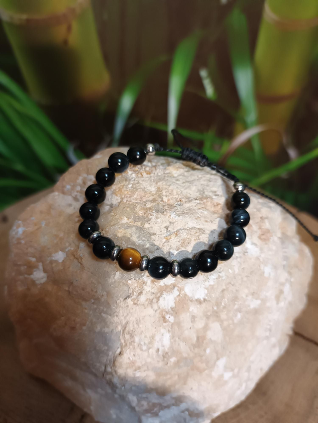 Bracelet en œil de faucon et œil de tigre