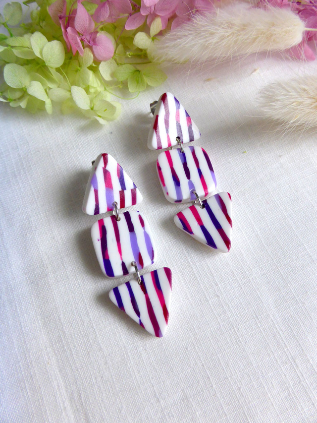 Boucles d'oreilles triangulaires - Pluie de couleurs