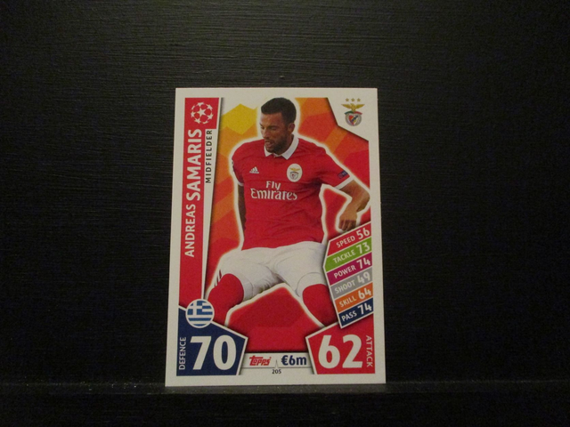 Andreas Samaris - UEFA Champions League Match Attax 2017/18 Original Trading Card #205