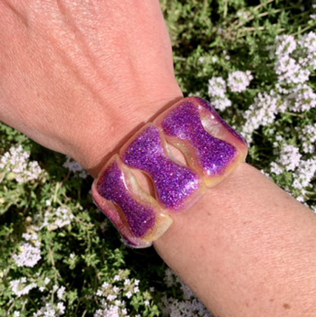 Bracelet Papillon - nuancé rose et paillettes violettes