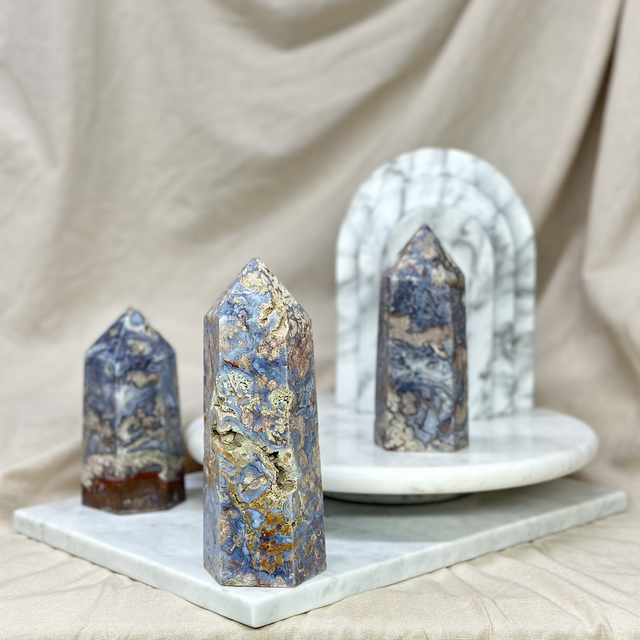 Blue Flower Agate Tower #3