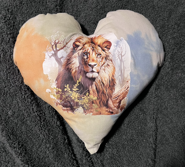 Hand tie dye cushion with lion