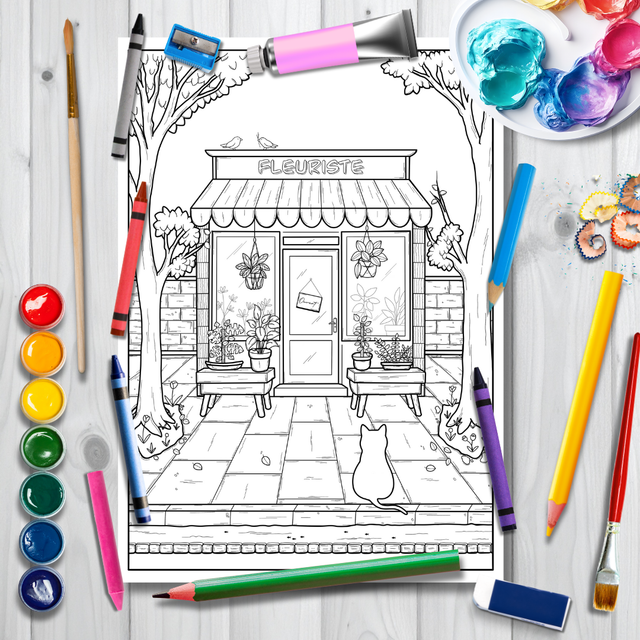 Affiche à colorier XL "Fleuriste"