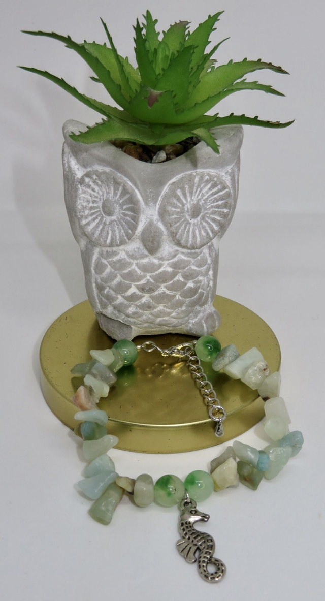 Bracelet en Amazonite du Brésil avec Quartz vert