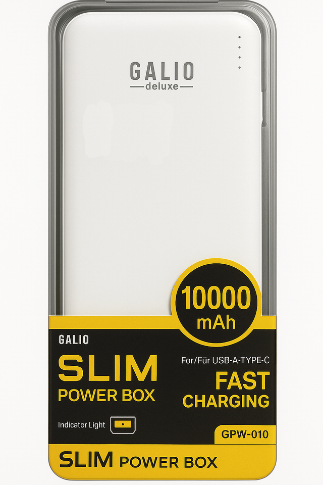 GALIO deluxe SLIM Power Box – 10.000 mAh Powerbank (Fast Charging)