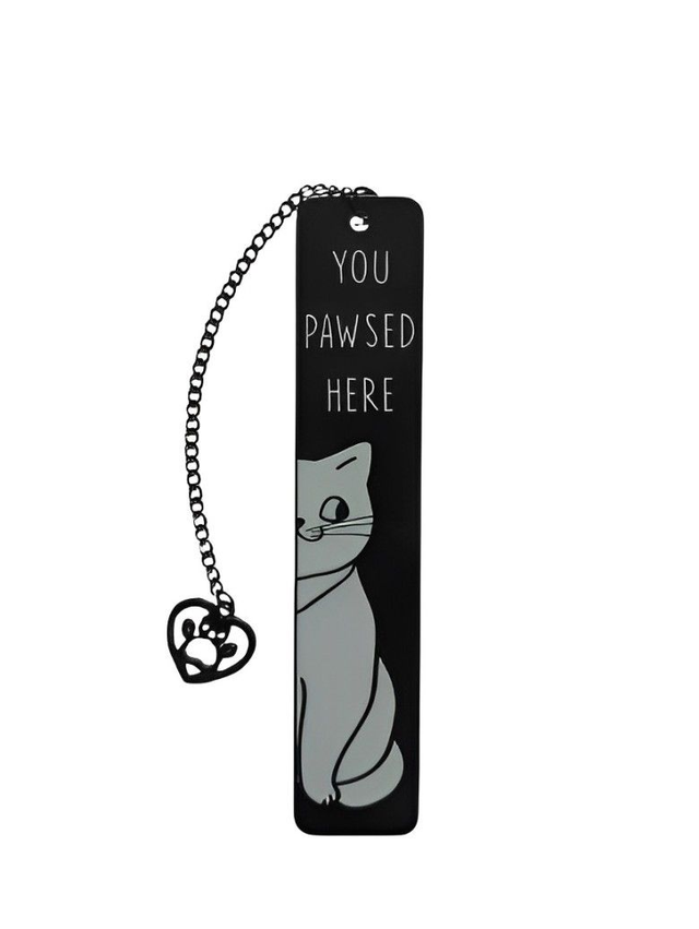 Marque-page chat avec chaîne en métal