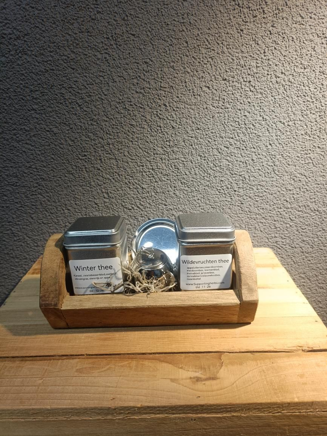 Dienblad met 2 thee en een theefilter