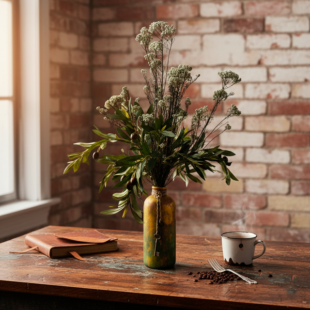 Arreglo Floral "Les Clés en Fleur" | Jarrón Artesanal con Llaves Antiguas (74 cm)