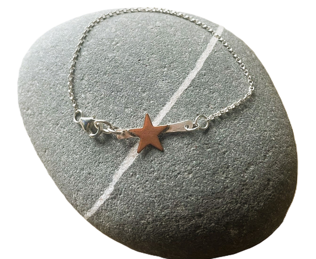 Copper star &amp; silver bar - bracelet