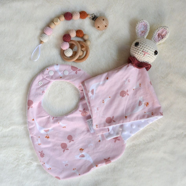 Coffret naissance &quot;Bienvenue&quot; motif oies roses