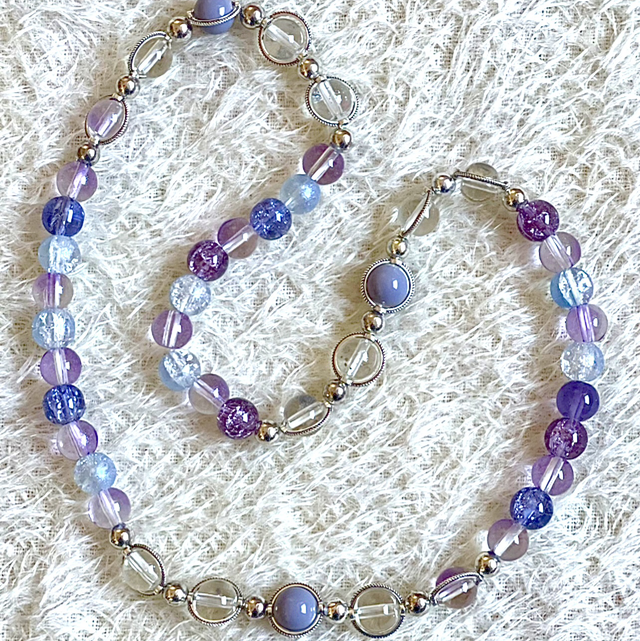 C02 - Collier perles en verre ton violet