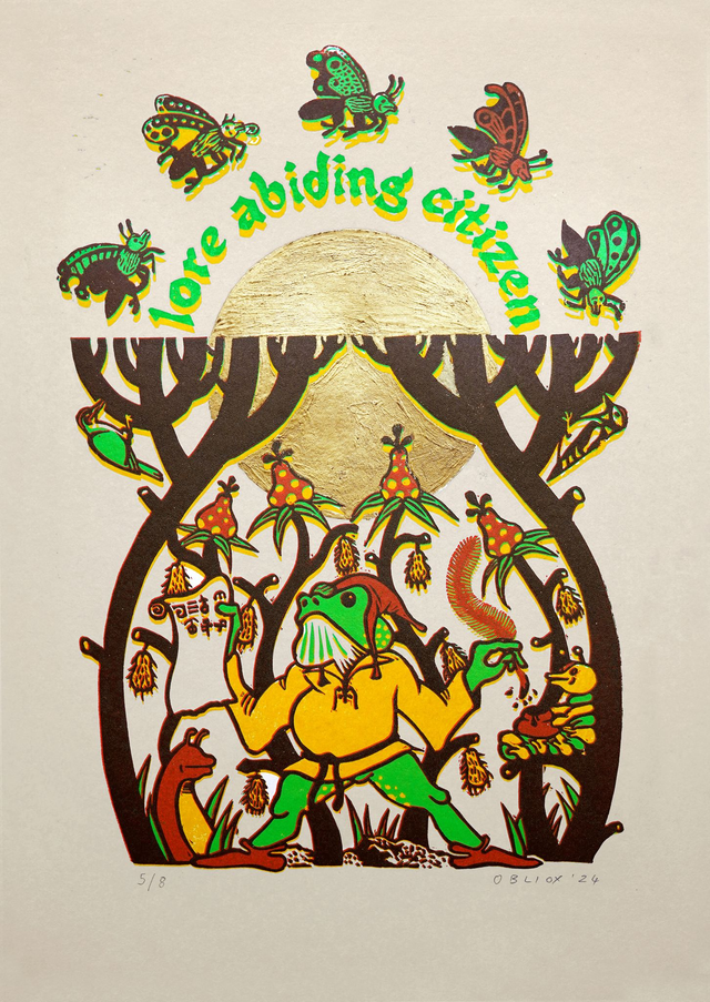 'Lore Abiding Citizen' Reduction Linocut Print