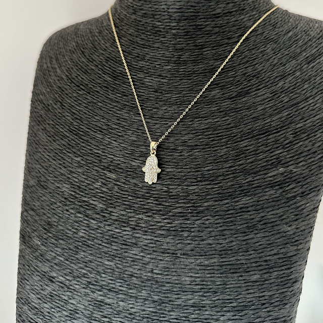  Anhänger FATIMAS HAND mit Kristallen, goldfarben