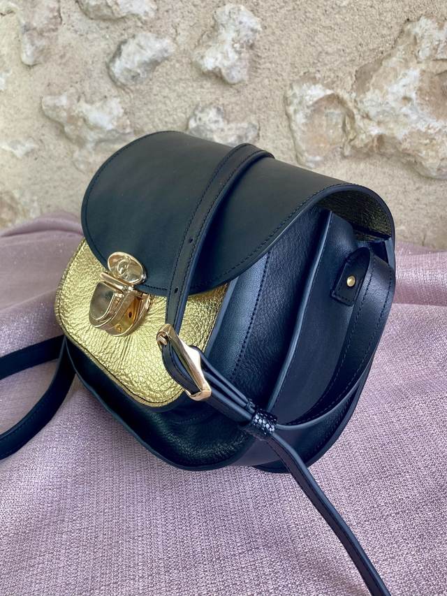 Baroudeuse Cuir Noir et Doré