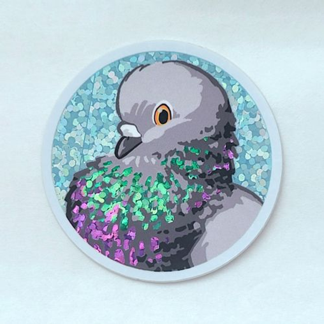 Pigeon small glitter sticker