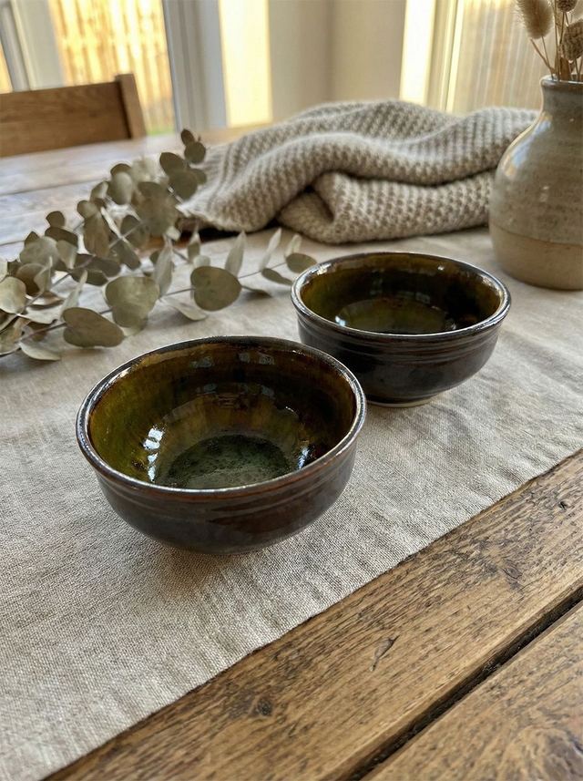 Small bowl - Deep Forest Green & Obsidian