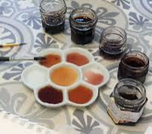 L'aquarelle avec du vin et du café