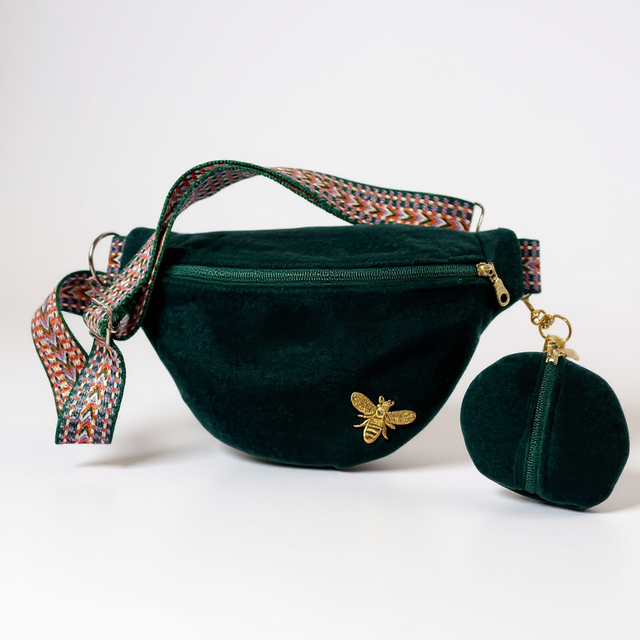 Sac Banane Lainage Vert + Porte monnaie assorti