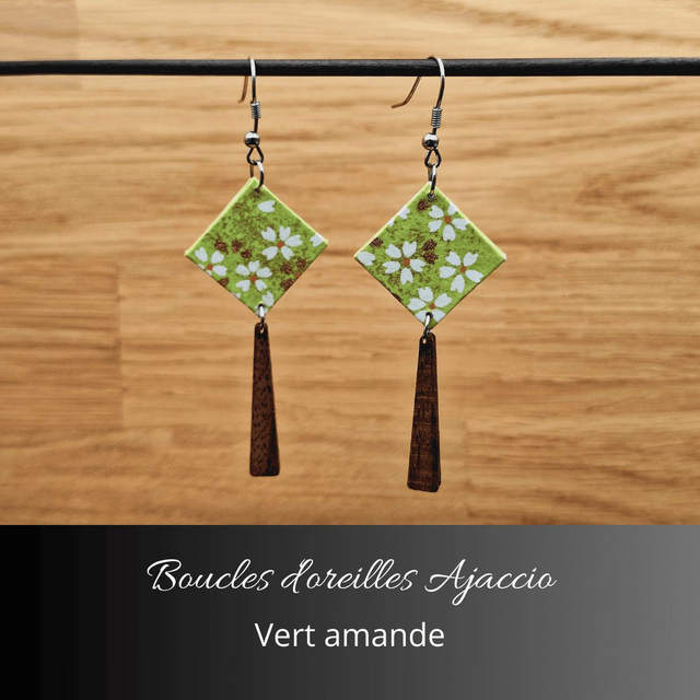 Boucles d&#039;oreilles Ajaccio - Vert amande
