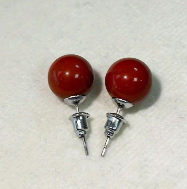 Boucles d'oreilles puces jaspe rouge 