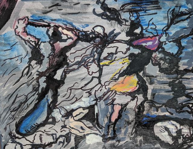 HERCULES AND MINERVA FIGHTING Original Canvas by James Jessop