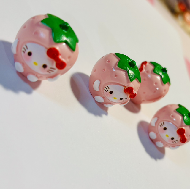 Pink Strawberry Kitty figure charm so cute