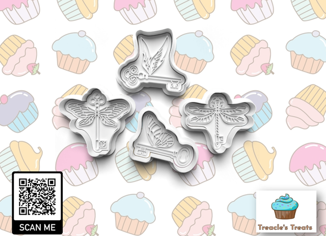 Flying Keys Theme Fondant/cookie stamps with cutters