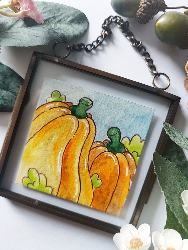 Pumpkins Original Watercolour Mini Painting