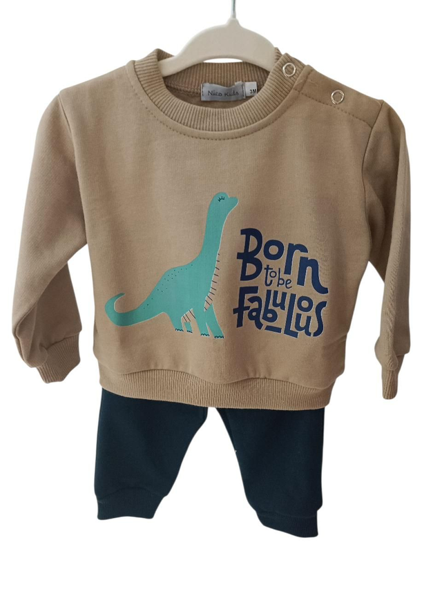 Jogging+sweat beige dinosaure