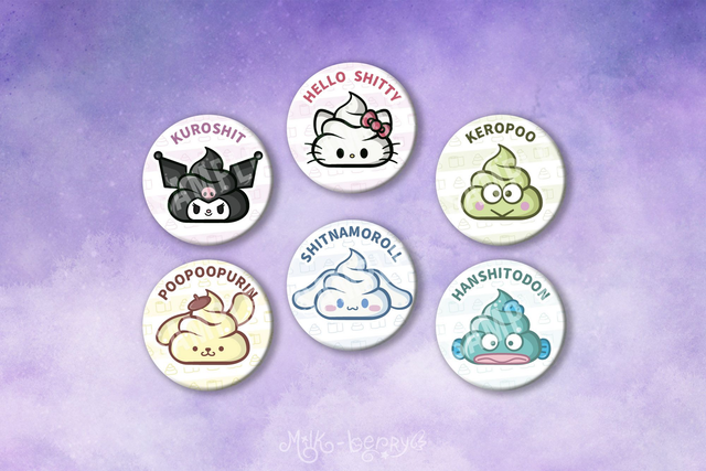 Badge 32mm Hello Shitty &amp; Friends
