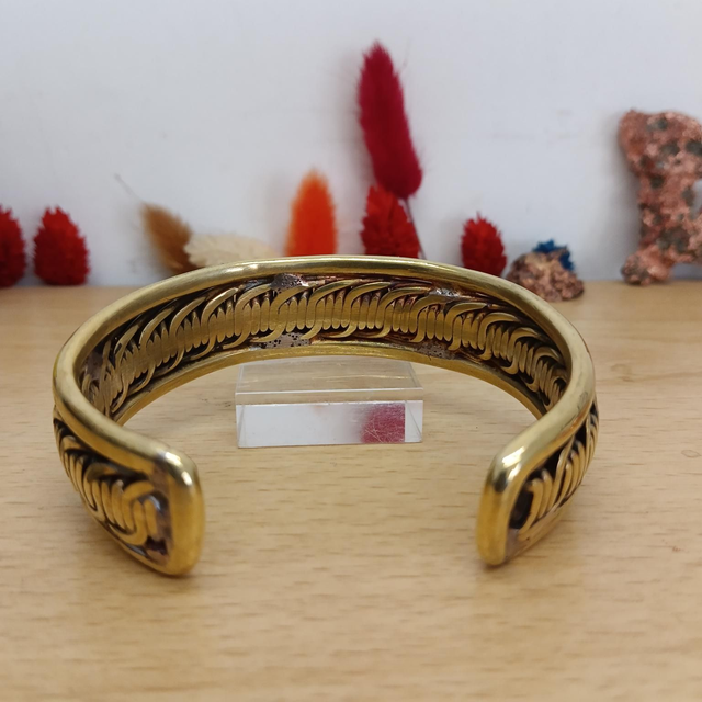 Bracelet en laiton pur tressé – style arête de poisson, pièce unique