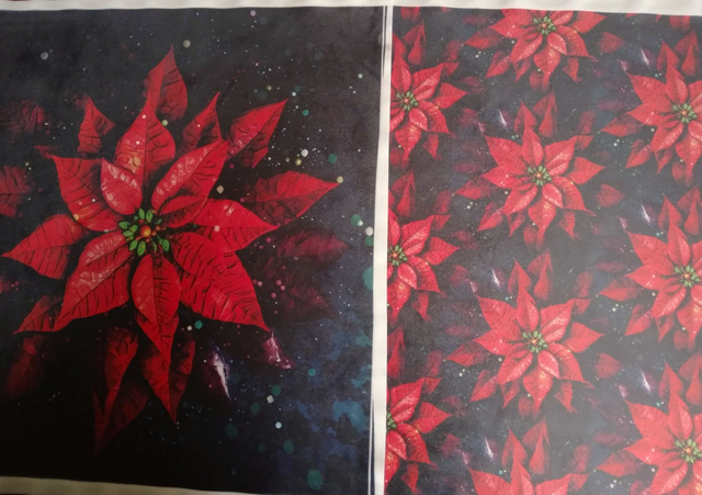 Double Panneau Fleurs de noël  en Velours - 40x40cm
