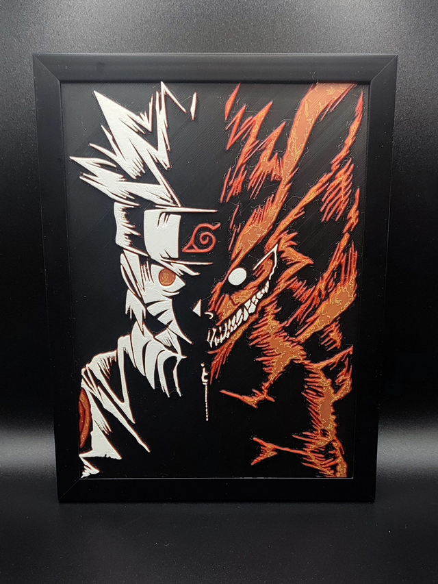 Cadre décoratif 3D personnalisé – 15×20 cm - Manga Style Naruto Ninja Renard 