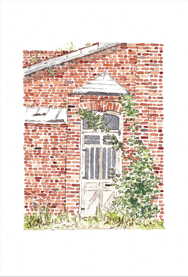 Aquarelle - La porte abandonnée