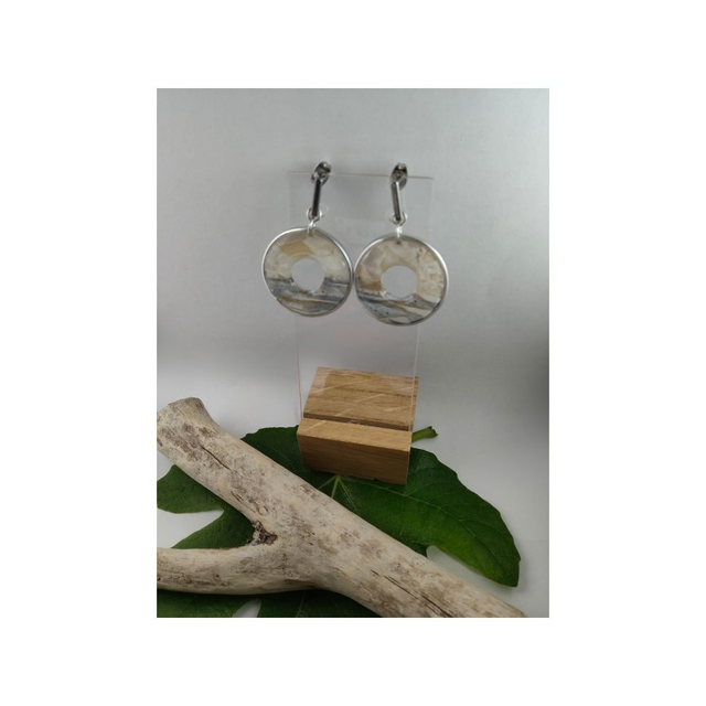 Boucles d&#039;oreilles faux granit rond 