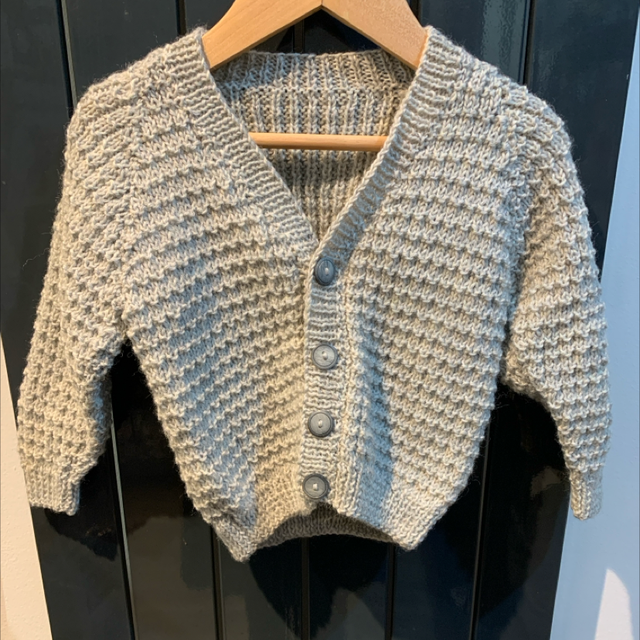 Hand Knitted Grey Cardigan 