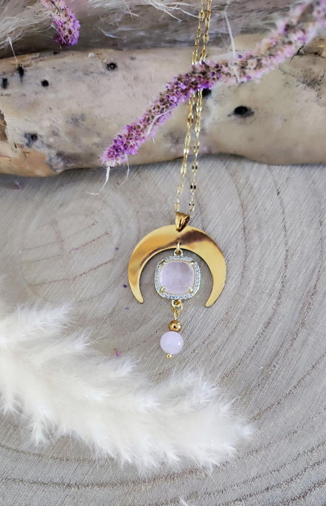 Collier "Astral" Quartz rose