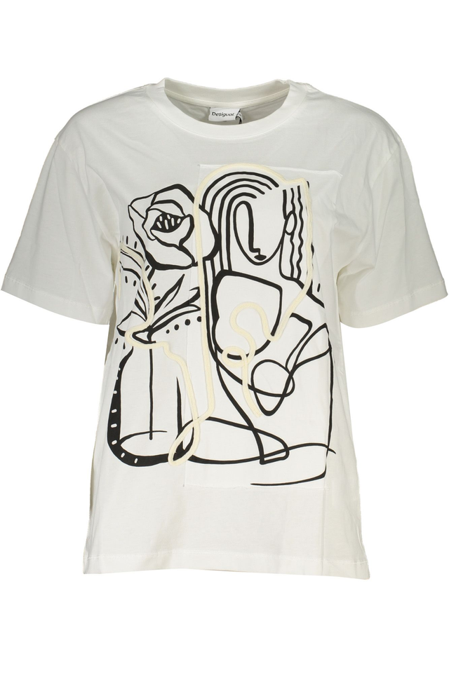 DESIGUAL T-SHIRT MANICHE CORTE DONNA BIANCO
