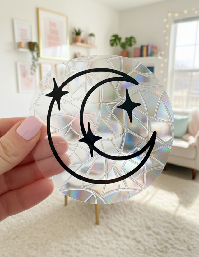 Attrape soleil sticker de fenêtre croissant de lune et étoiles 