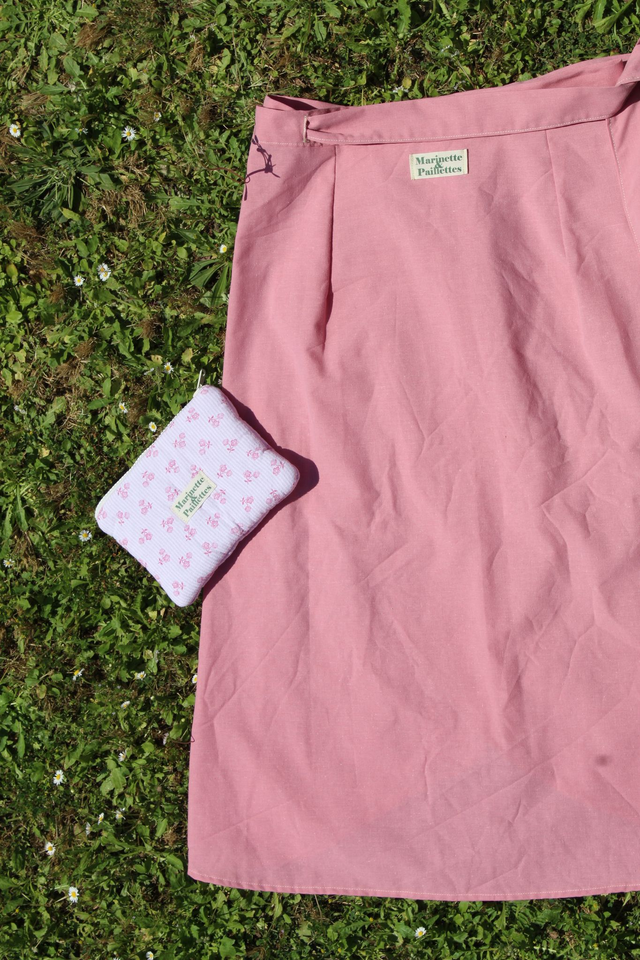 Jupe portefeuille rose upcyclée - Taille unique
