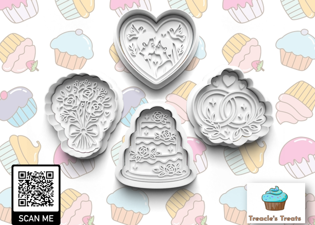 Wedding Theme Fondant/cookie stamps with cutters
