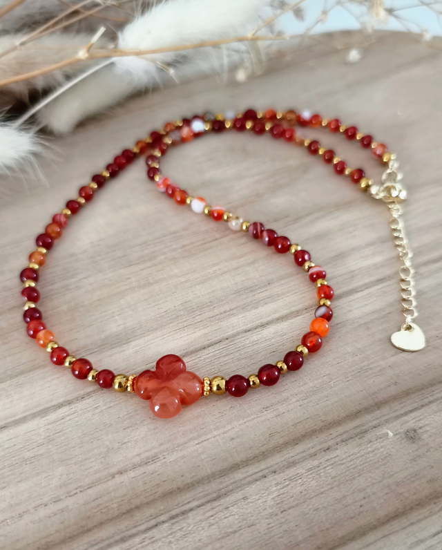 A Collier "Trèfle" Cornaline 