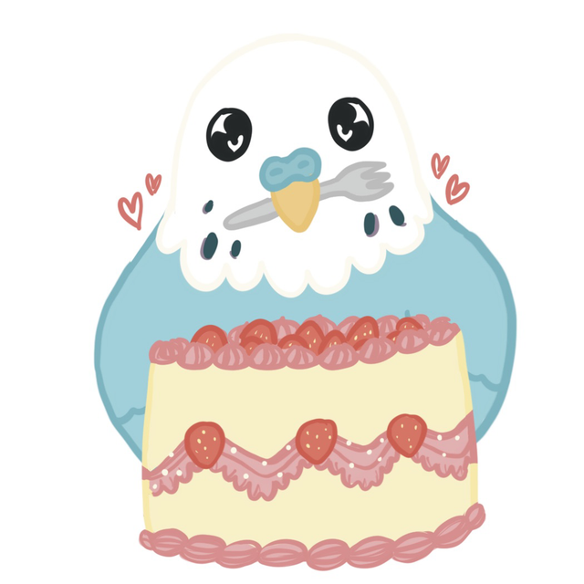 Original Art Sticker | Budgie Cake