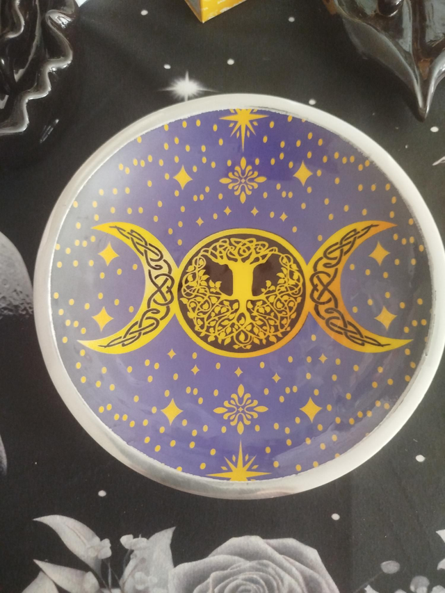 Assiette d’offrande – Triple Lune &amp; Arbre de Vie