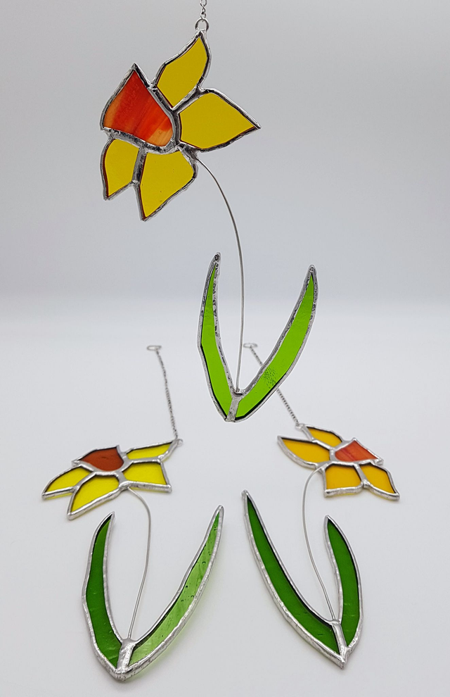 Daffodil Flower Stained Glass Suncatchers