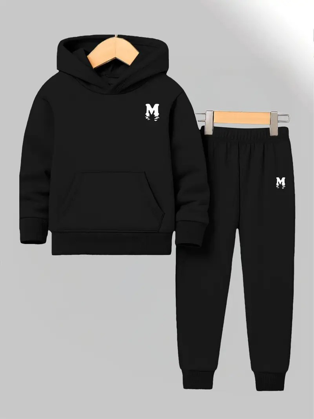 Boys' Windproof &amp; Breathable Hooded Sweatshirt &amp; Joggers Set