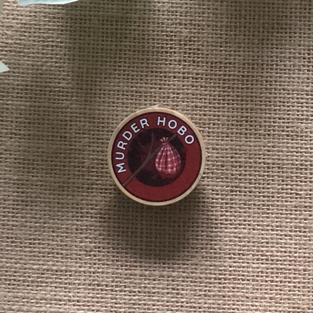 Wooden Pin Badge - Murder Hobo